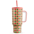 Meoky 40 oz Christmas Tumbler with Handle and Straw, Xmas Tumbler with Lid and Straw, Insulated Stainless Steel Travel Mug, Christmas Gifts for Women Men Adults (Winter Plaid) by MEOKY