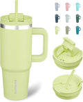 BJPKPK Tumbler With Handle And Straw 30oz Insulated Tumbler Cups With Lid Stainless Steel Travel Coffee Mug,Macaron Green by BJPKPK