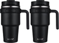 ALOUFEA 20 oz Insulated Coffee Mug Tumbler with Handle, Stainless Steel Travel Mug Tumbler with Lid and Straw,Double Wall Vacuum Leak Proof Ice Coffee Thermal Cup, Black by ALOUFEA