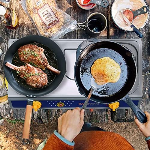 Vivicreate 2 Burner Propane Stove, [20000 BTU] Portable Camping Gas Cooktop with Auto Ignition, Stainless Steel Outdoor Cooker with Regulator & Hose for RV, Backyard, Camping and Emergency Use - Image 3
