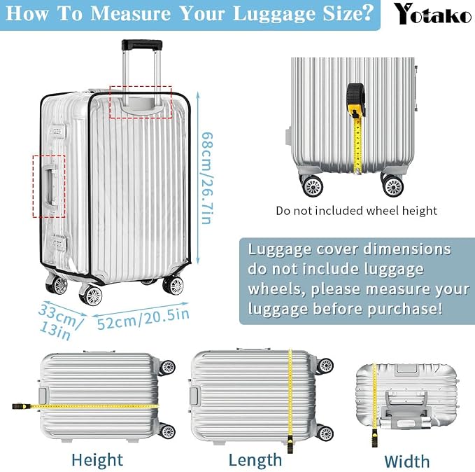 Yotako Clear PVC Suitcase Cover Protectors 30 Inch Luggage Cover Protectors - Image 6