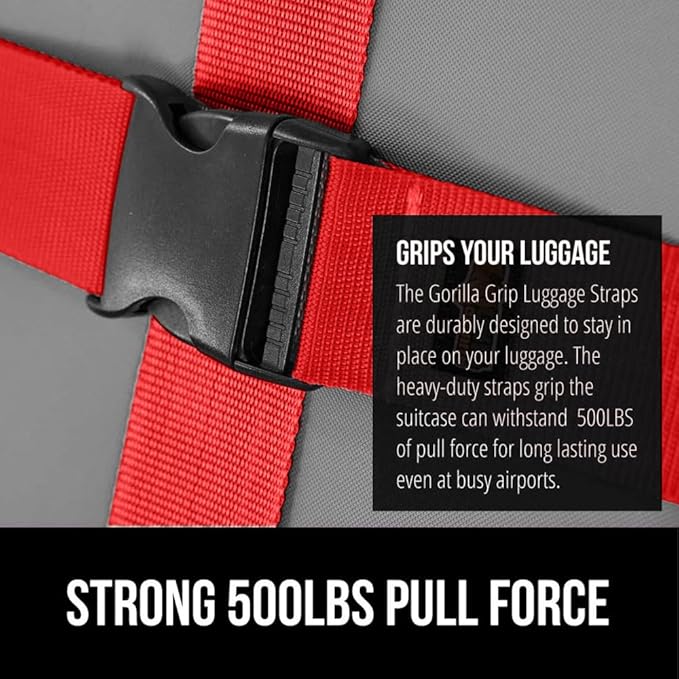 GORILLA GRIP Heavy Duty 8 Pack Adjustable Luggage Straps - Image 3