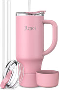 Renoj Insulated Mug 100% Leak Proof Insulated Water Bottle for Iced Coffee & Hot Drinks - Fits Car Cup Holder, Ideal Gift, 2 Straws & Silicone Boot - SnapShift Green Gradient 40 oz by VisittheRenoj