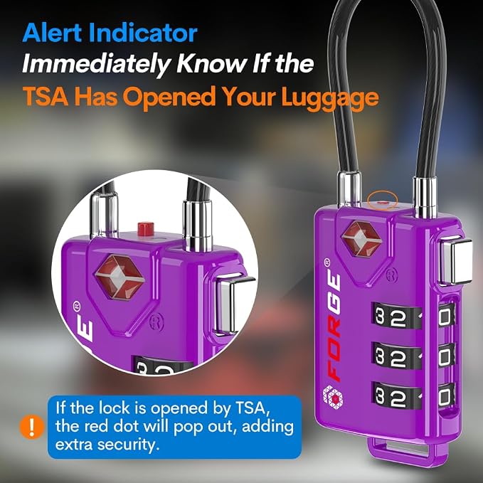 Forge TSA Approved Luggage Locks, Re-settable Combination - Image 3