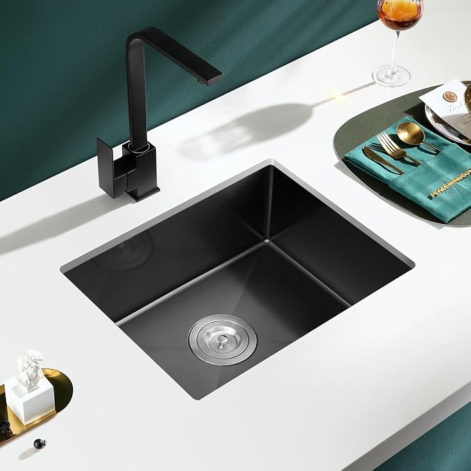 22 x 18 Inch Undermount Kitchen Sink, 18 Gauge Stainless Steel Handmade Single - Image 2