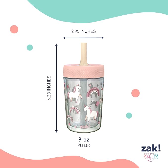 Zak Designs Capri Toddler Tumblers For Travel or At Home, 9oz 2-Pack Double Wall Plastic Sippy Cups With Leak-Proof Design is Perfect For Kids (Fairy Tales, Rainbow Magic) - Image 9