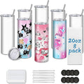 Sublimation Tumblers, 20 oz Skinny Straight Sublimation Tumbler with Lids and Straws Bulk (8 Pack) by Kocdam