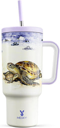 Meoky 40 oz Tumbler with Handle and Straw: Stainless Steel Insulated Tumbler with Lid and Straw - 100% Leak Proof Tumbler for Car Cup Holders - Travelers Commuters Workers, Sea Turtle by MEOKY