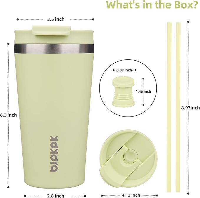 BJPKPK 18oz Insulated Tumbler With lid And Straw Stainless Steel Tumblers Travel Coffee Mug Reusable Thermal Cup,Macaron Green - Image 2