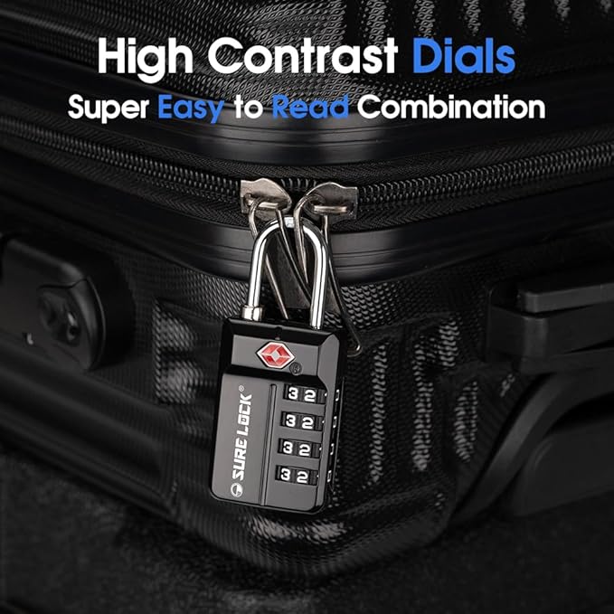 SURE LOCK TSA Approved 4-Digit Resettable Combination Luggage Locks - Image 6