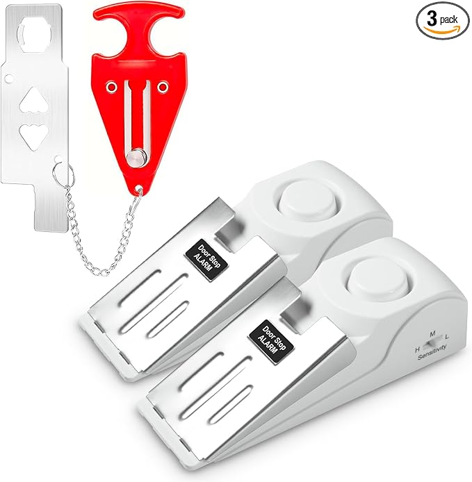 Portable Door Stop Alarm and Traveling Hotel Door Lock, No Installation Required by DouevoTotalHomeSecurity