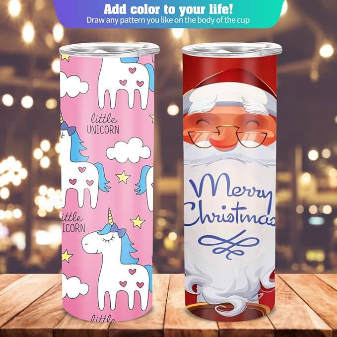16 Pack Sublimation Tumblers Straight Skinny Tumbler Blanks Bulk 20oz for Heat Transfer, Individual Gift Boxed, Double Wall Insulated Tumbler with Shrink Wrap & Straws - Image 6