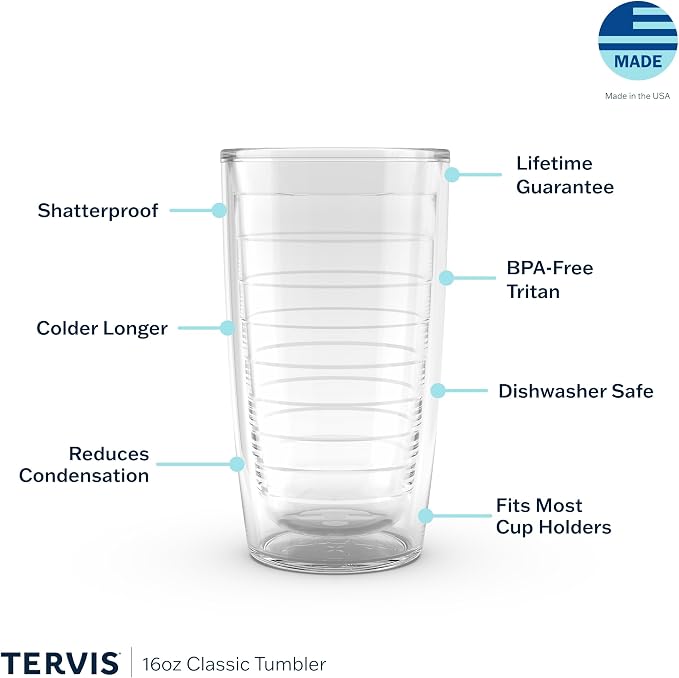 Tervis Clear & Colorful Tabletop Made in USA Double Walled Insulated Tumbler Travel Cup Keeps Drinks Cold & Hot, 16oz - 4pk, River Rock - Image 3