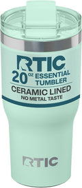 RTIC 20oz Essential Tumbler with Lid, Ceramic Lined, Insulated, Stainless Steel, Metal, Double Wall Vacuum-Insulation, Travel Cup for Iced Coffee, Tea, Hot and Cold Drink, Fresh Mint by RTIC