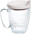 Tervis Clear & Colorful Lidded Made in USA Double Walled Insulated Tumbler Travel Cup Keeps Drinks Cold & Hot, 16oz Mug, White Lid by TervisTumblerCompany
