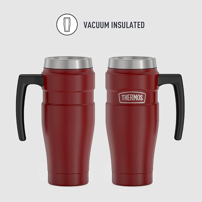 THERMOS Stainless King Vacuum-Insulated Travel Mug with Handle - 16oz, Rustic Red, Thermos Tumbler for Hot/Cold Drinks, Leak-Proof & Sweat-Proof Stainless Steel Coffee Mug with Lid (Pack of 4) - Image 2