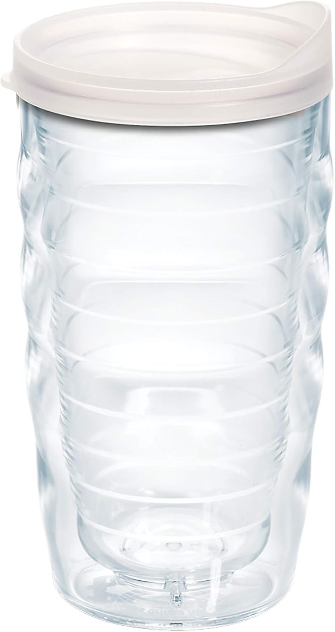 Tervis Clear & Colorful Lidded Made in USA Double Walled Insulated Tumbler Travel Cup Keeps Drinks Cold & Hot, 10oz Wavy, Frosted Lid by TervisTumblerCompany