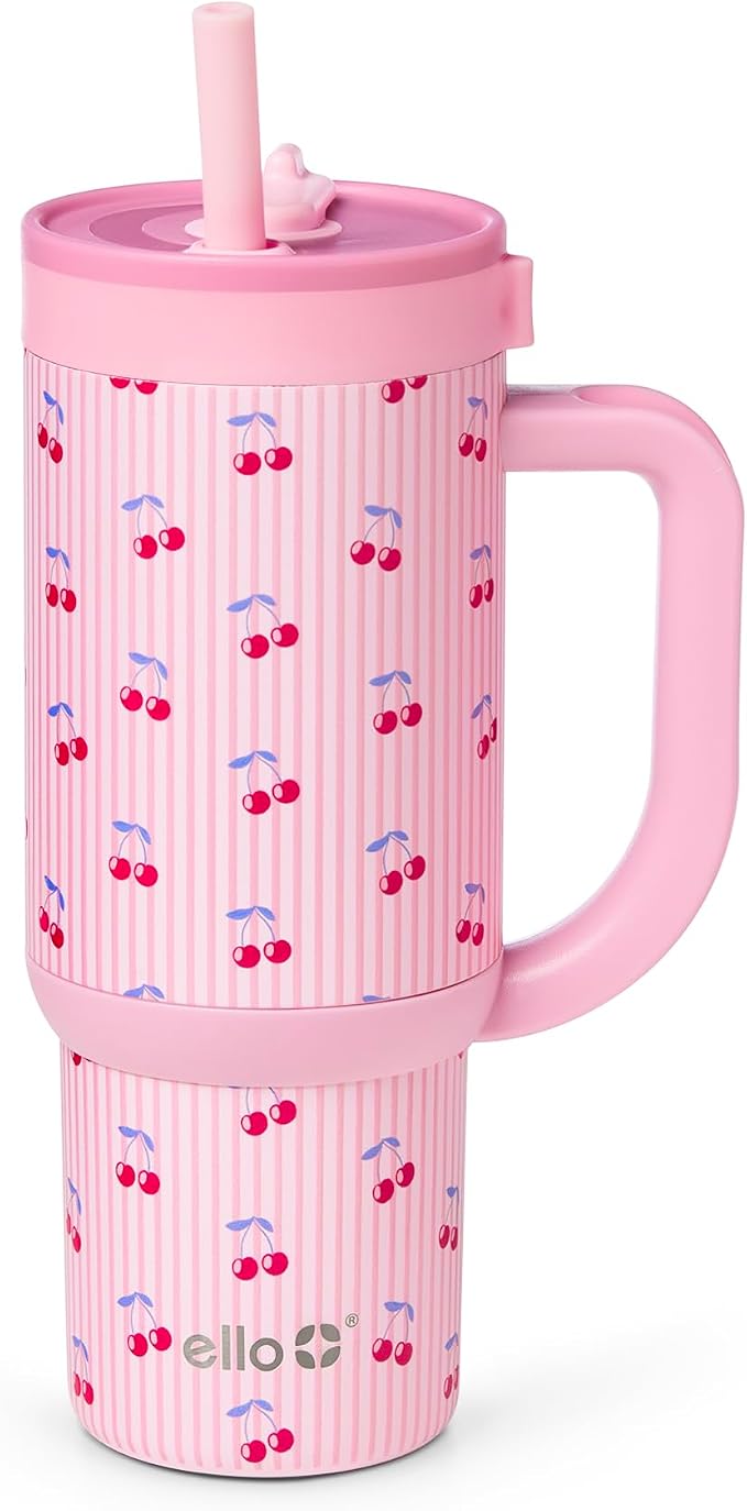 Ello Oasis 18oz Stainless Steel Tumbler - Preppy Cherries by Ello