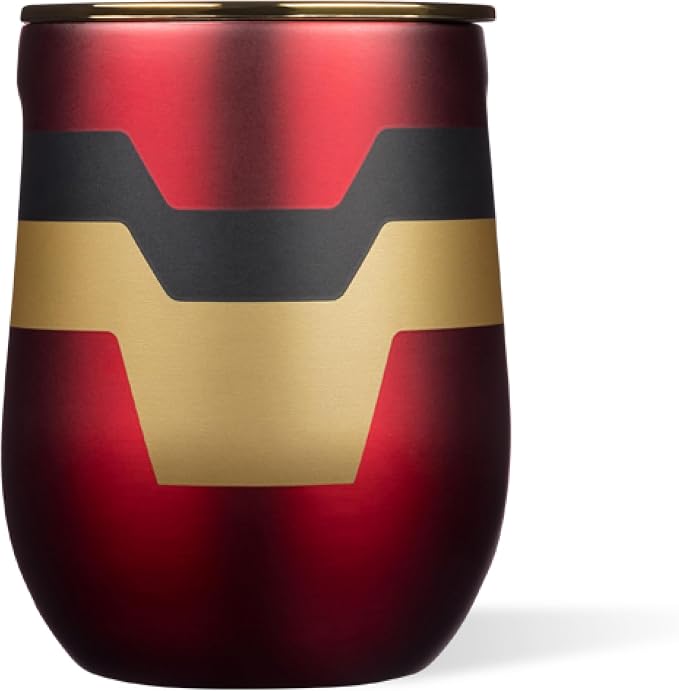 Corkcicle Stemless Insulated Wine Glass Tumbler - Beverages Cold 6 Hours & Hot 3 Hours - Stainless Steel - Easy-Grip - Summer Drinkware Gift - Keeps Drinks Ice - 12 oz - Captain Marvel by Corkcicle