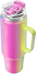 Meoky 40oz Tumbler with Handle, Stainless Steel Travel Mug with 2-in-1 Straw and Sip Lid, Vacuum Insulated Coffee Mug, 100% Leak Proof, Keeps Cold for 34 Hours or Hot for 10 Hours (Carnival) by MEOKY