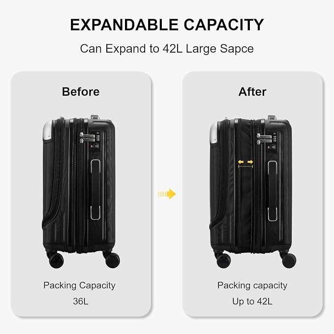 LEVEL8 Grace Carry On Luggage Airline Approved, 20 Inch Expandable Hardside - Image 4