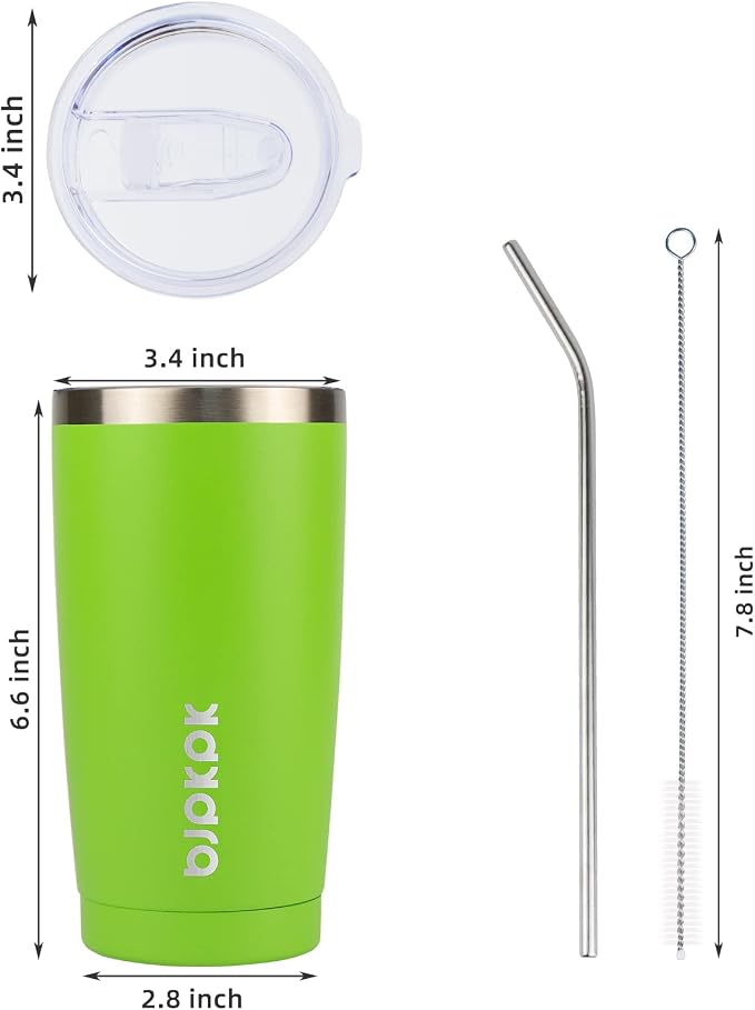 BJPKPK 20oz Tumbler with Lid and Straw Stainless Steel Tumbler Cup Vacuum Insulated Double Wall Travel Coffee Mug,Green - Image 3