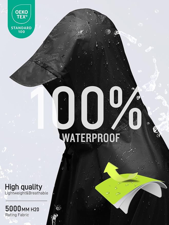 SaphiRose Hooded Rain Poncho Waterproof Raincoat Jacket - Image 2