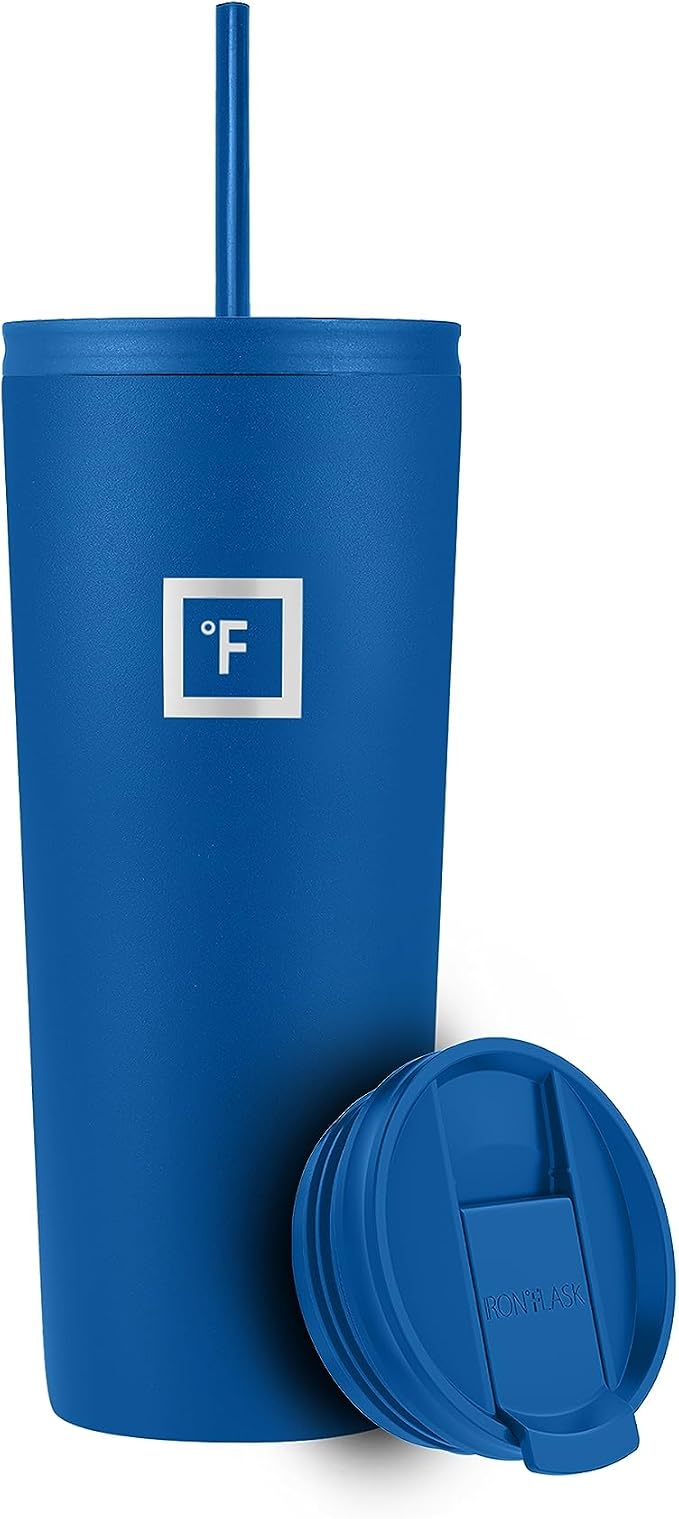 IRON °FLASK Classic Tumbler - Vacuum Insulated Stainless Steel Water Bottle, Double Walled, Drinking Cup, Insulated Travel Mug (Cobalt, 24 oz Solid Lid) - Image 2