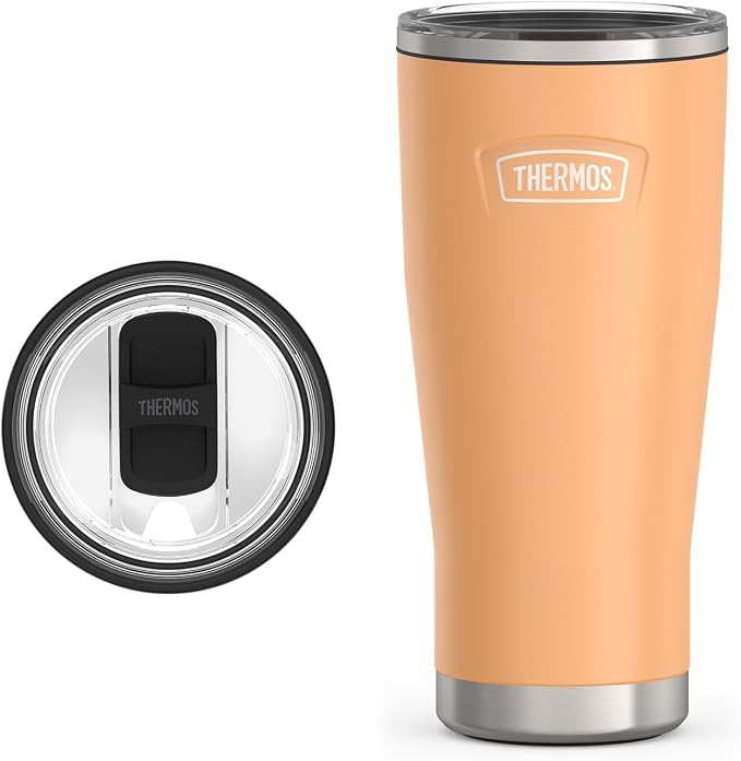 THERMOS ICON SERIES, Stainless Steel Tumbler with Slide Lock, 24 Ounce, Melon by Thermos