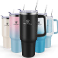 40 oz Tumbler with Handle and Straw Lid, 100% Leak-proof Travel Coffee Mug, Stainless Steel Insulated Cup for Hot and Cold Beverages, Keeps Cold for 34Hrs or Hot for 10Hrs, Dishwasher Safe (Black) by SOUFULL