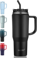 EALGRO 40 oz Tumbler with Handle, Insulated Tumblers with Lid and Straw, Large Metal Sports Water Bottle Jug, Thermal Stainless Steel Travel Coffee Mug Cup, Black by EALGRO
