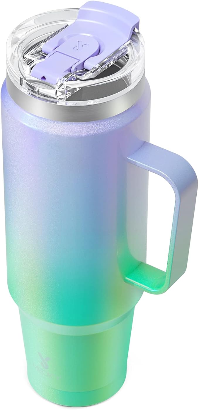 Meoky 40oz Tumbler with Handle, Stainless Steel Travel Mug with 2-in-1 Straw and Sip Lid, Vacuum Insulated Coffee Mug, 100% Leak Proof, Keeps Cold for 34 Hours or Hot for 10 Hours (Fairyland) by MEOKY