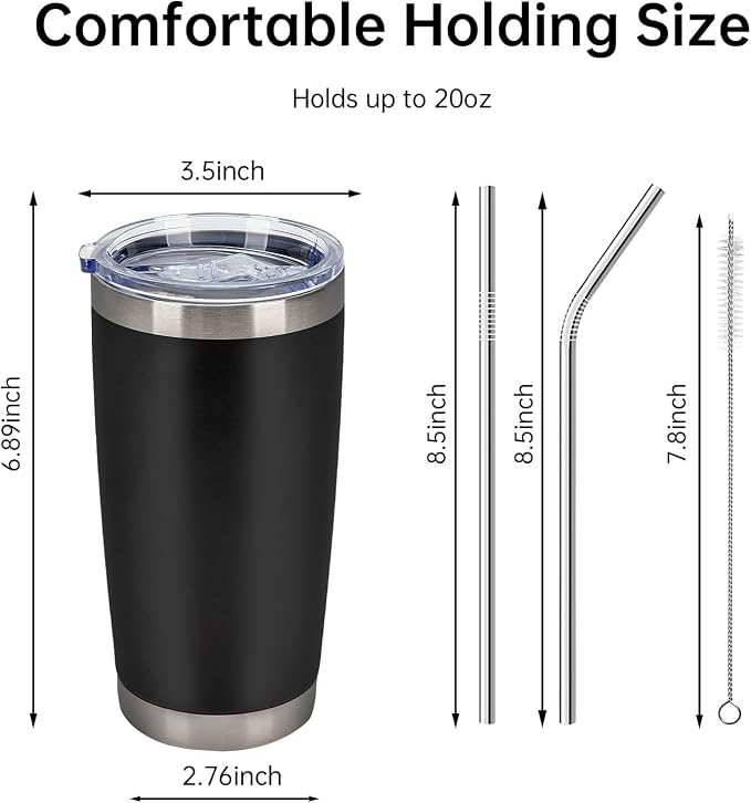 IEOVIEE 32 Pack, 20oz Stainless Steel Bulk Tumblers with Lids and Straws, Double Wall Insulated Travel Coffee Mug, Durable Powder Coated Tumbler Bulk Cup for Cold and Hot Drinks(Black) - Image 3