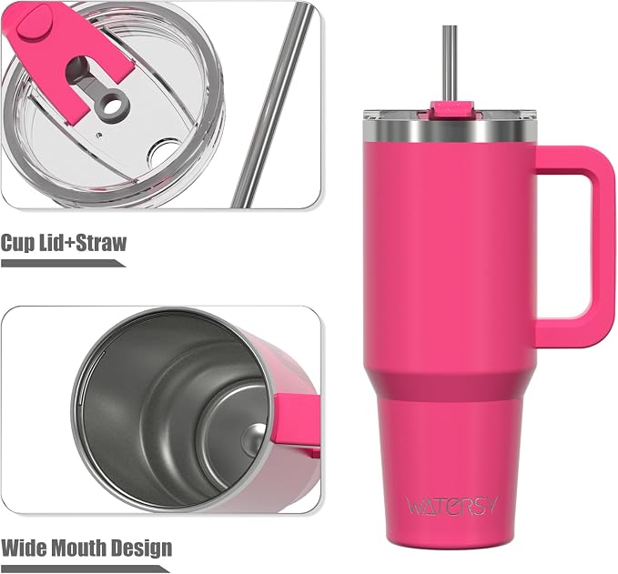 20 oz Tumbler with Handle,Tumbler with Lid and Straw,Double Wall Insulated Cup Stainless Steel Travel Mug(Cold for 34 Hours),Water Bottle for Iced Tea,Coffee,Cold Beverages(Gloss Pink) - Image 9