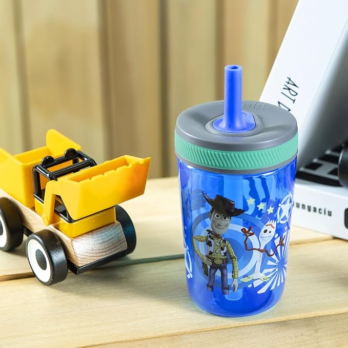 Zak Designs Kelso 15 oz Tumbler Set (Toy Story 4 - Woody & Buzz 2pc Set) Toddlers Cup Leak-Proof Screw-On Lid with Straw Made of Durable Plastic and Silicone, Perfect Bundle for Kids - Image 5