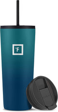 IRON °FLASK Classic Tumbler - Vacuum Insulated Stainless Steel Water Bottle, Double Walled, Drinking Cup, Insulated Travel Mug (Dark Night, 24 oz Solid Lid) by IronFlask