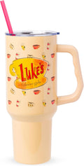 Silver Buffalo Gilmore Girls Luke's Diner Double Walled Stainless Steel Tumbler with Handle and Straw, Fits in Standard Cup Holder, 40 Ounces by SilverBuffalo