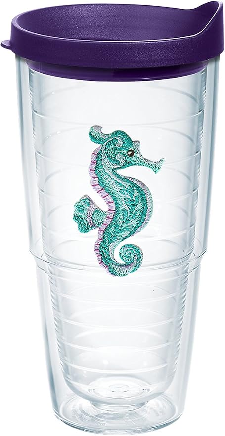 Purple Teal Seahorse 24 oz Tumbler with lid by TervisTumblerCompany