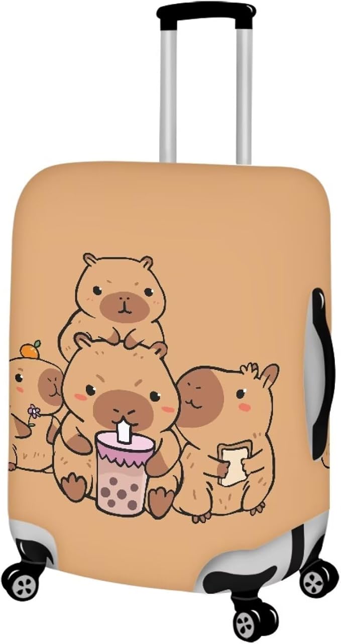 Milk Tea Capybara Luggage Cover Fit 26-29 Inch Universal Thickness Suitcase - Image 2