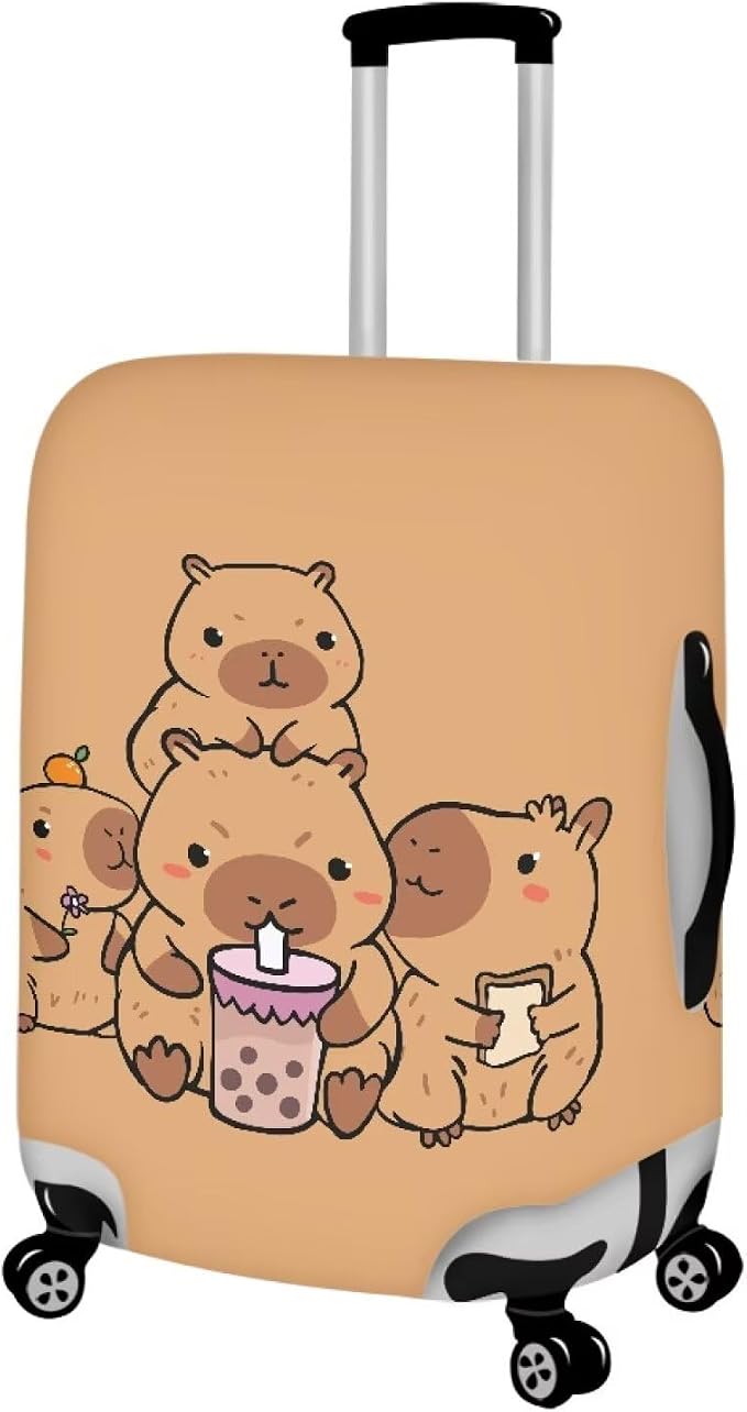 Milk Tea Capybara Luggage Cover Fit 18-21 Inch Universal Thickness Suitcase - Image 2
