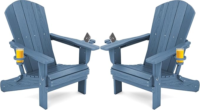 SERWALL Folding Adirondack Chair, HDPE Adirondack Chairs Set of 2, Plastic by SERWALL