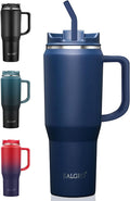 EALGRO Insulated Coffee Mug Cup with Lid, 40 oz Tumbler with Handle and Straw, Double walled Stainless Steel Coffee Tumbler, Thermal Water Bottle Jug, Navy Blue by EALGRO