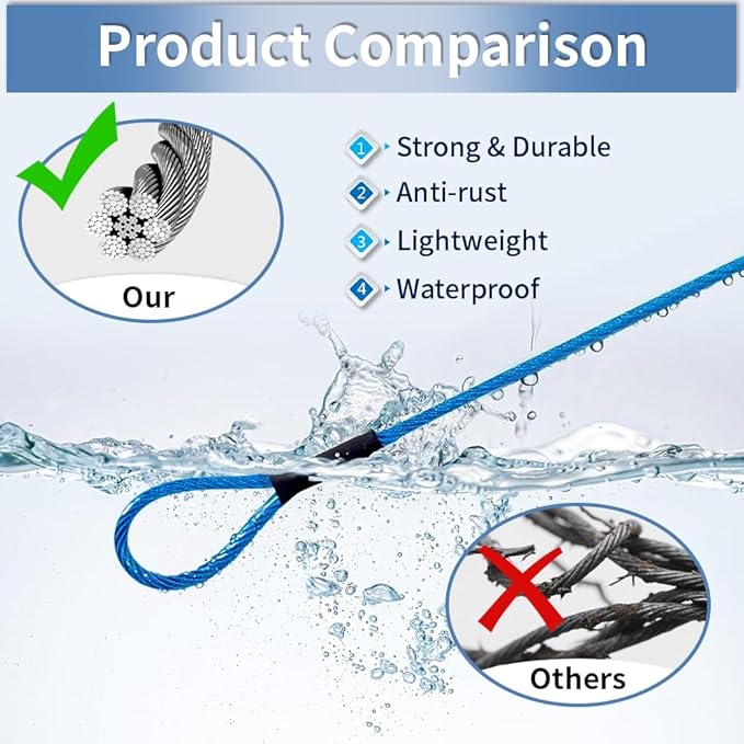 3.3mm Outdoor Travel Stainless Steel Security Cable-15ft Luggage Lock Safety - Image 3
