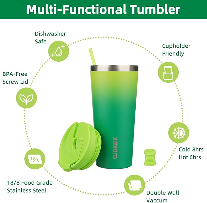 BJPKPK 22oz Tumbler With lid And Straw Stainless Steel Travel Coffee Mug Insulated Tumblers Cups,Bamboo Grove - Image 3