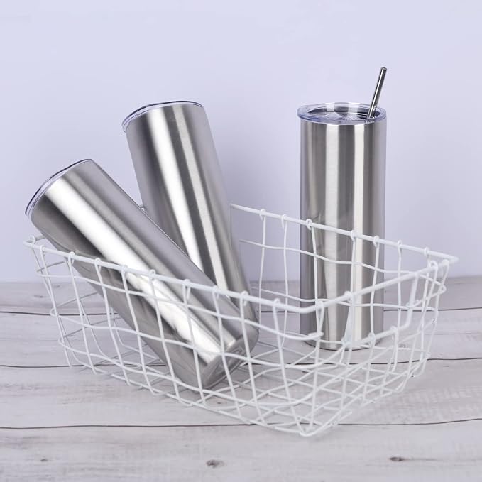 8 Pack 20 Oz Straight Skinny Tumblers, Individually Gift Boxed Stainless Steel Slim Skinny Tumbler Set Bulk, 20 Oz Insulated Slim Thin Travel Tumbler Cup for Diy, Silver - Image 4
