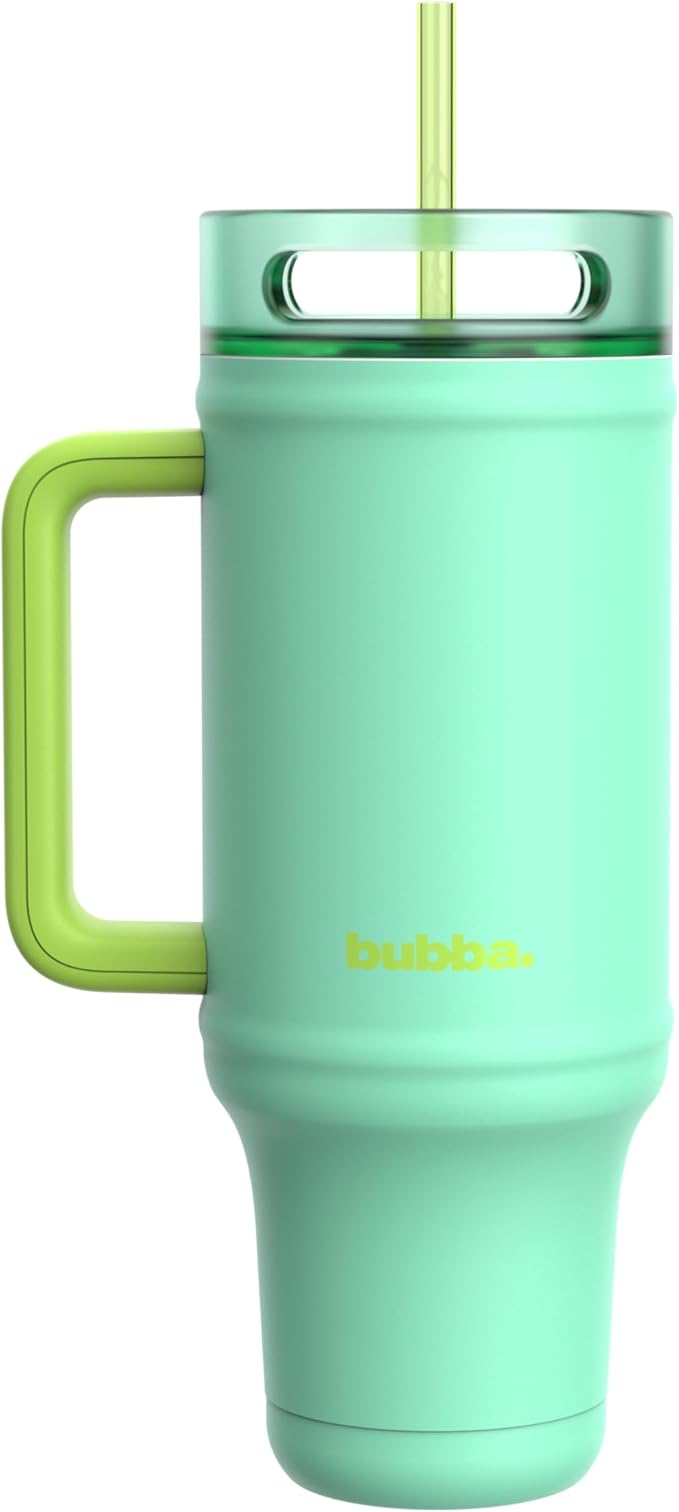 bubba 40 oz Insulated Stainless Steel Tumbler with Handle and Straw - Leakproof, Dishwasher Safe, Cup Holder Tumbler, Lead-Free and BPA-Free, Tropical Eclipse by bubbabrands