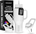 Coldest Tumbler with Handle and Straw - 100% Spill Proof Tumbler with Straw (3 Lids) - Stainless Steel Insulated Leakproof Tumblers for Women & Men - 36 oz (Snow Reflections) by Coldest