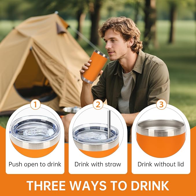 IEOVIEE 32 Pack, 20oz Stainless Steel Bulk Tumblers with Lids and Straws, Double Wall Insulated Travel Coffee Mug, Durable Powder Coated Tumbler Bulk Cup for Cold and Hot Drinks(Orange) - Image 7