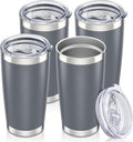 20 oz Tumbler with Lid Stainless Steel Insulated Tumblers Bulk Double Wall Vacuum Cups Powder Coated Travel Mug Keep Drinks Cold and Hot, Grey, 4 Pack by Orebigo