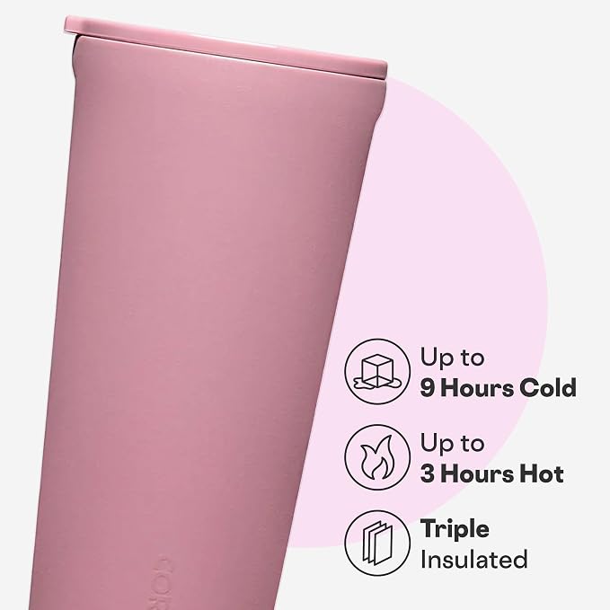 Corkcicle Classic Tumbler - Keeps Drinks Cold for 9 Hours & Hot for 3 - Triple-Insulated Stainless Steel - Holiday Tumbler Gift - 24 oz - Desert Rose - Image 3